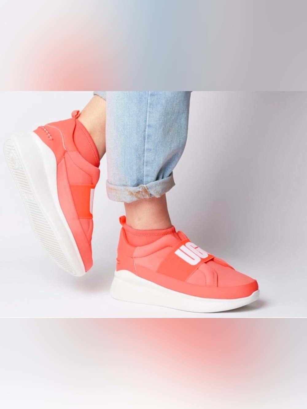 Ugg neutra neon coral Womens platform sneakers shoes Sz 8